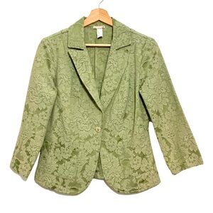 Fitted Blazer Green Jacquard Size Large Romantic Regency